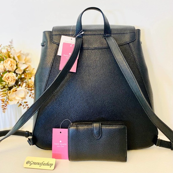 Kate Spade purse and wallet leila large flap backpack black - Picture 2 of 12